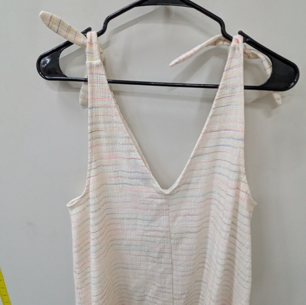 LOFT Bow Strap Button Dress. Cream Sleeveless Mini.. - Picture 6 of 7